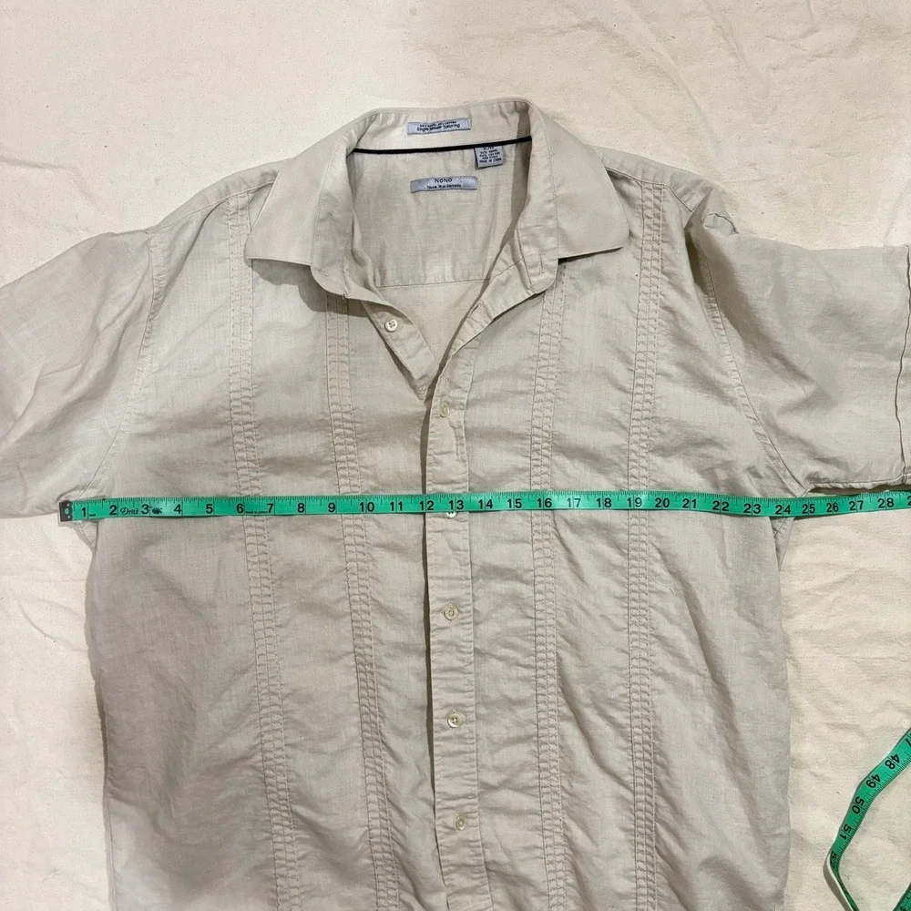 Nono‎ Maldonado Mens XL Beige Ramie Cotton Guayabera Short Sleeve Shirt
